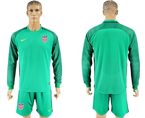 USA Blank Green Long Sleeves Goalkeeper Soccer Country Jersey